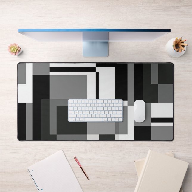 Abstrakt geometrisch, schwarz und weiß, mondrian schreibtischunterlage (Büro 1)