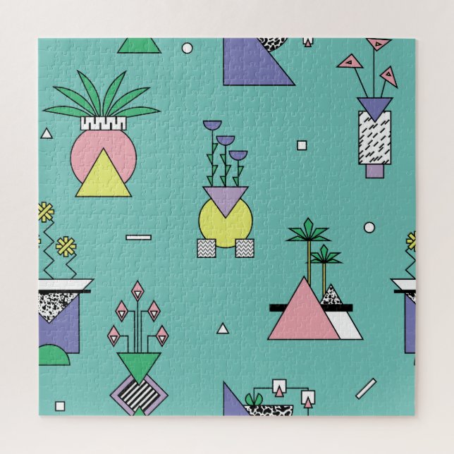 Abstrakt geometrisch, Vasen Pflanze Memphis Stil. (Vertikal)