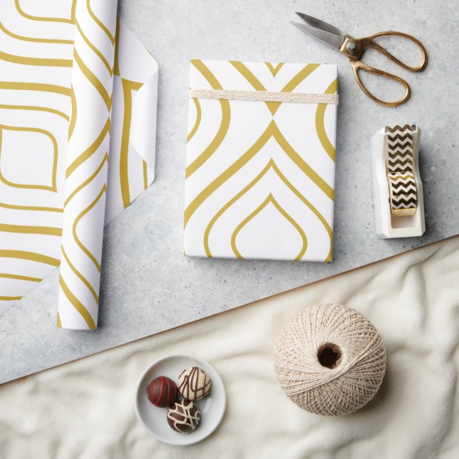 Abstrakt, geometrisch, weiß und gold geschenkpapier (Basteln)