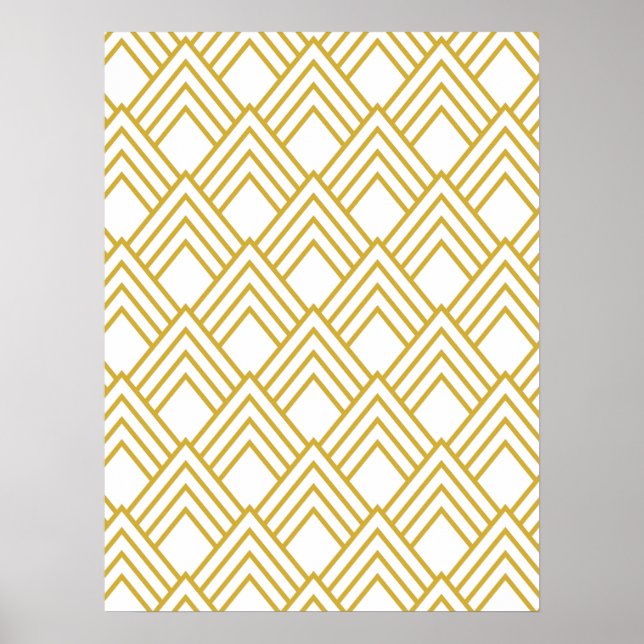 Abstrakt geometrisch, weiß und gold poster (Vorne)