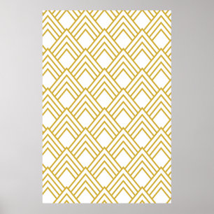 Abstrakt geometrisch, weiß und gold poster