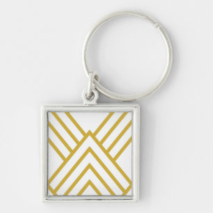Abstrakt, geometrisch, weiß und gold schlüsselanhänger