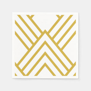 Abstrakt, geometrisch, weiß und gold serviette