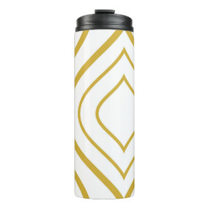 Abstrakt, geometrisch, weiß und gold thermosbecher