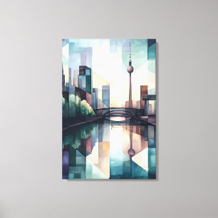 Abstrakt Geometrische Berliner Skyline mit Fernseh Leinwanddruck