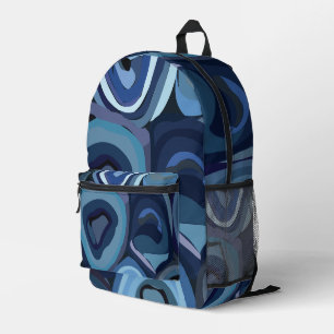 Abstrakt geometrische blaue Halbkreise Bedruckter Rucksack
