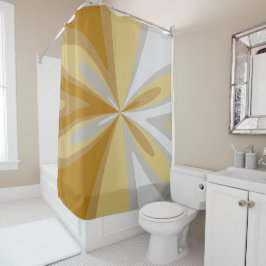 Abstrakt geometrische Blumenart Gold, grau-silber Duschvorhang