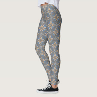 Abstrakt Geometrische Blütendruckgrafik Graue Legg Leggings