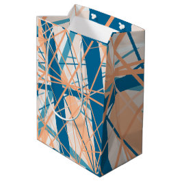 Abstrakt geometrische Coole blaue Pfirsichbeutel Mittlere Geschenktüte
