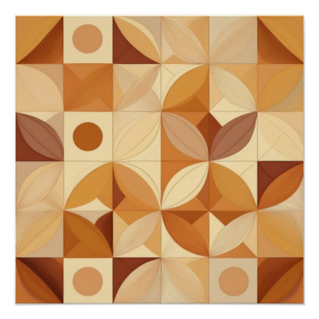 Abstrakt geometrische Herbst-Inspirierte Musterkun Poster (Vorderseite)