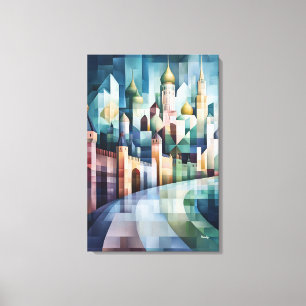 Abstrakt Geometrische Moskauer Skyline mit Kreml Leinwanddruck