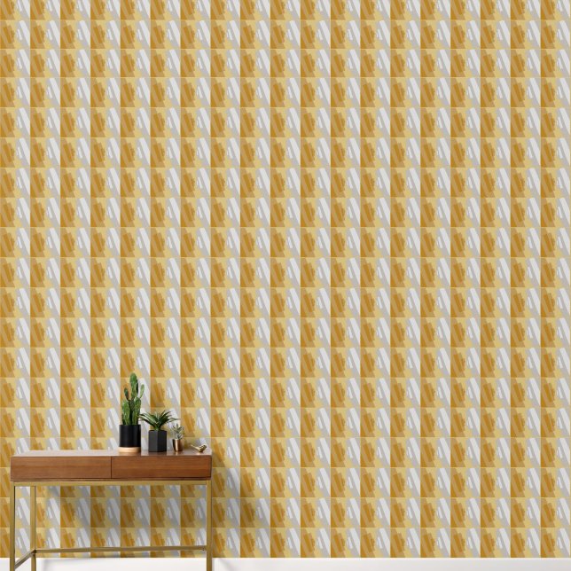 Abstrakt geometrische Silbergoldgraue kleine Quadr Tapete (Korridor)