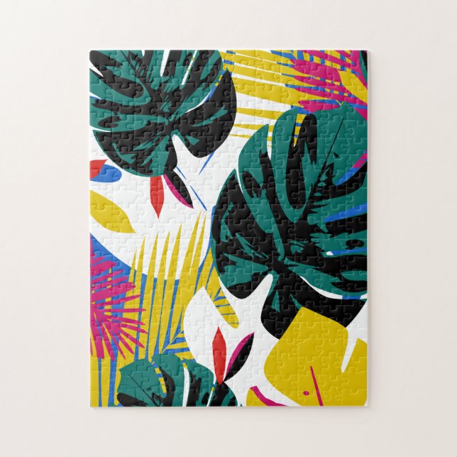 Abstrakt Geometrische tropische Monstera-Pflanze (Vertikal)