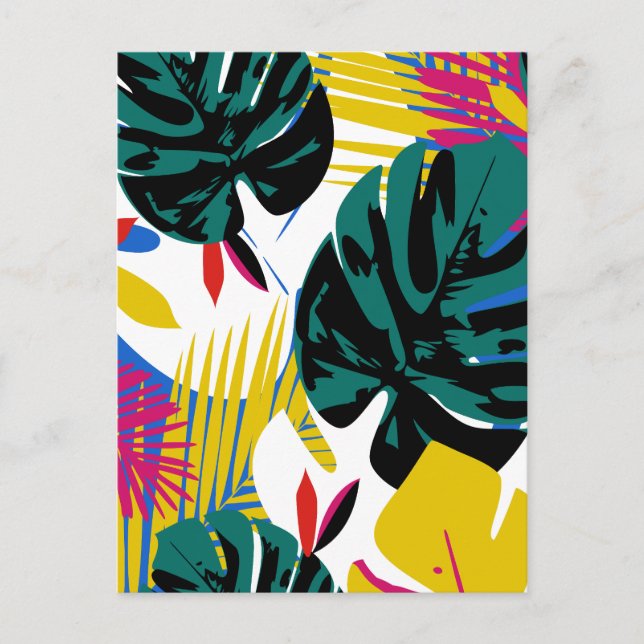Abstrakt Geometrische tropische Monstera-Pflanze Feiertagspostkarte (Vorderseite)