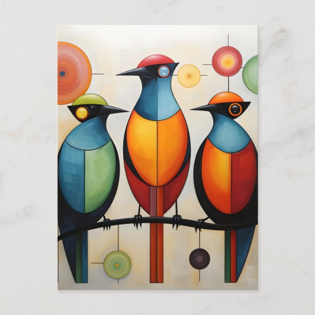 Abstrakt geometrische Vogelwunder Ankündigungspostkarte (Vorderseite)
