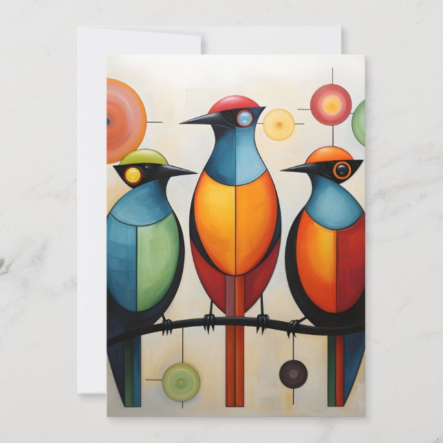 Abstrakt geometrische Vogelwunder Feiertagskarte (Vorderseite)