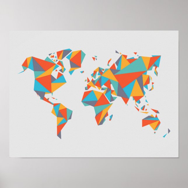 Abstrakt geometrische Weltkarte Poster (Vorne)