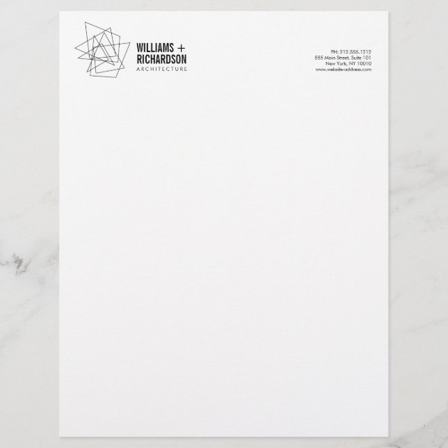 Abstrakt geometrisches architektonisches Logo weiß Briefbogen (Vorderseite)