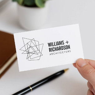 Abstrakt geometrisches architektonisches Logo weiß Visitenkarte