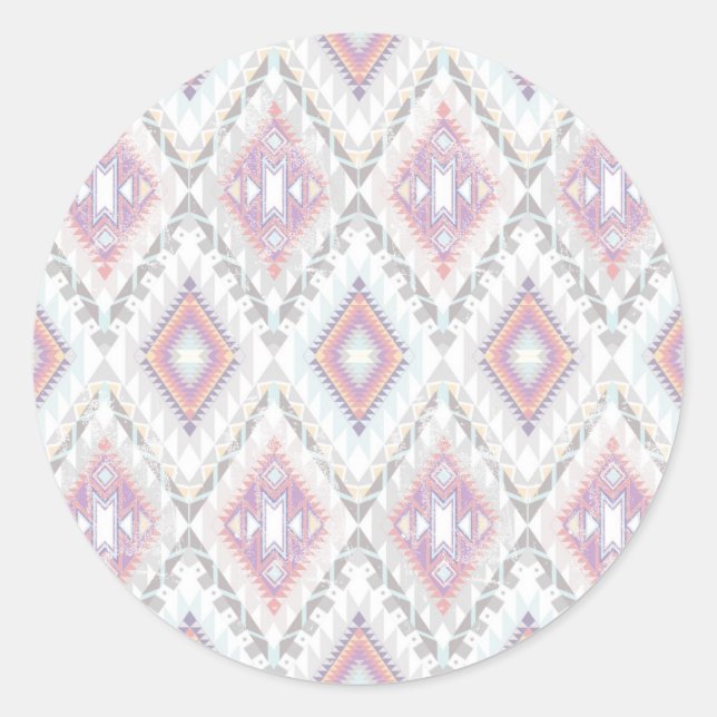 Abstrakt geometrisches Azteenmuster Runder Aufkleber (Vorderseite)