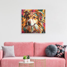 Abstrakt Geometrisches Dog-Portrait - Digitale Kun Leinwanddruck