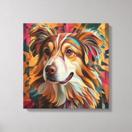Abstrakt Geometrisches Dog-Portrait - Digitale Kun Leinwanddruck