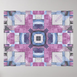 Abstrakt Geometrisches Mosaik Lila, blau und grau Poster
