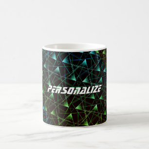 Abstrakt Geometrisches Muster für  Schwarz Grün Kaffeetasse