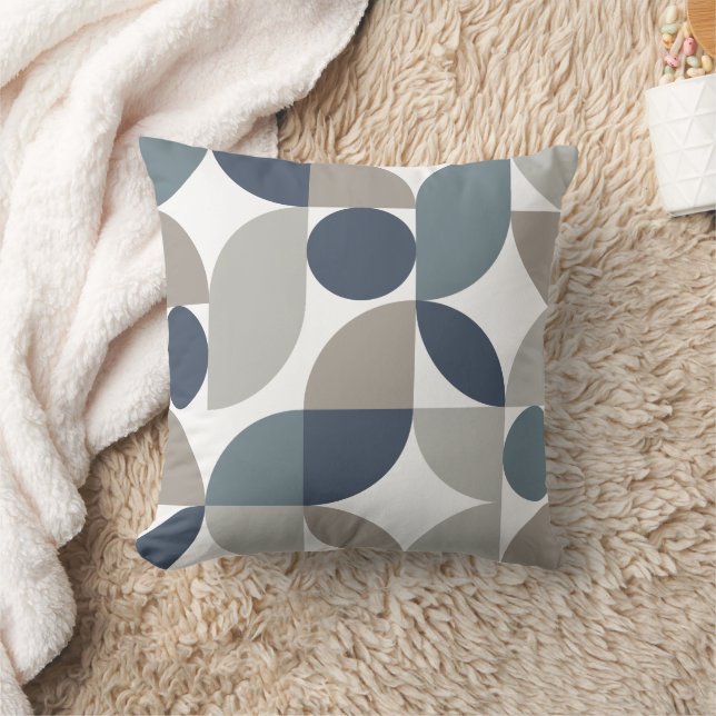 Abstrakt Geometrisches Muster Navy Blue Gray Kissen (Decke)