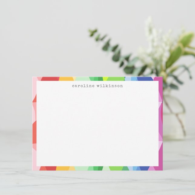 Abstrakt Geometrisches Regenbogenriss Personalisie Mitteilungskarte (Stehend Vorderseite)