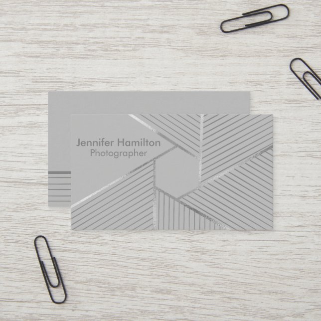 Abstrakt Geometrisches Silver Gold Foil Fotograf Visitenkarte (Vorderseite/Rückseite Beispiel)