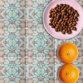 Abstrakt Geometrisches Spiegelbraune Aquamarines M Fliese