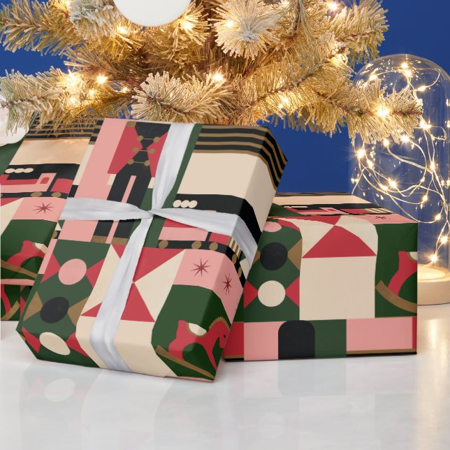 Abstrakt Geometrisches Weihnachtsspielzeug Geschenkpapier (Feiertage)