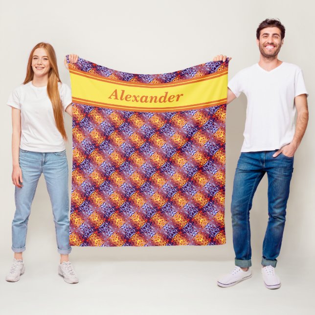 Abstrakt geschmolzene Flammen Fleece mit Namen (Beispiel)