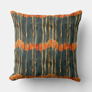 Abstrakt gestreift, elegant, schwarz-orange kissen