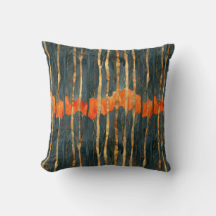 Abstrakt gestreift, elegant, schwarz-orange kissen