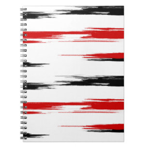Abstrakt gestreift, schwarz und rot notizblock