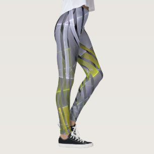 Abstrakt gestreifte glänzende geometrische Dekorat Leggings