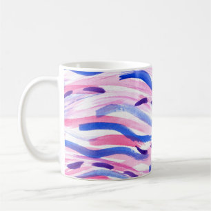 Abstrakt gestreifter Aquarellhintergrund. Pinselst Kaffeetasse