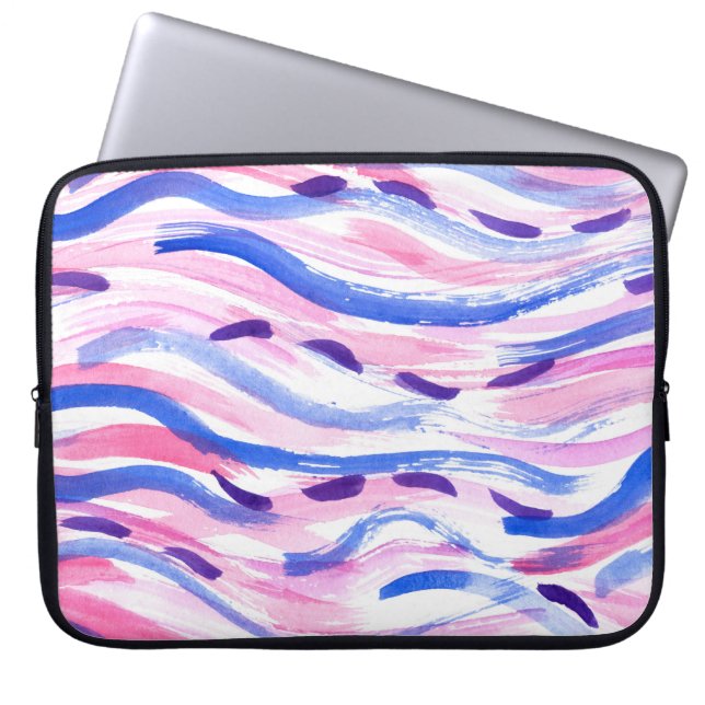 Abstrakt gestreifter Aquarellhintergrund. Pinselst Laptopschutzhülle (Vorderseite)