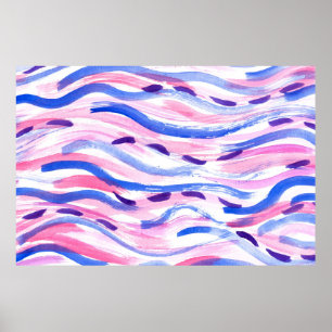 Abstrakt gestreifter Aquarellhintergrund. Pinselst Poster
