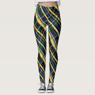 Abstrakt gestreifter, leuchtend blauer Marinebraut Leggings