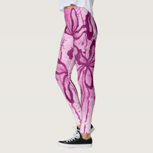 Abstrakt gestrichene Blume rosa Leggings