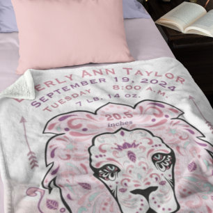 Abstrakt gestrichene Leon Baby Girl Birth Stats Re Fleecedecke