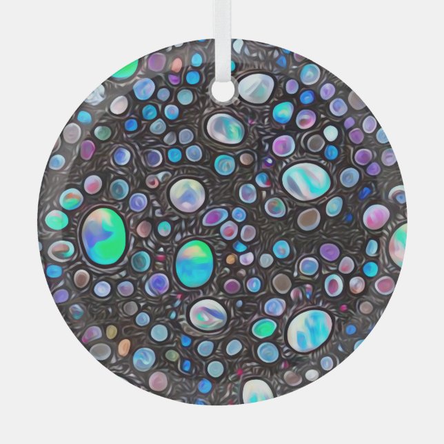 Abstrakt gestrichene Opalsteine Ornament Aus Glas (Vorderseite)