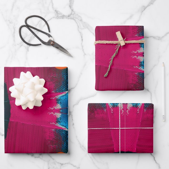 Abstrakt gestrichene Tapete Geschenkpapier Set (Vorderseite)