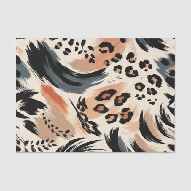Abstrakt gestrichener exotischer Tierdruckleopard Seidenpapier (Vorderseite)