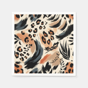 Abstrakt gestrichener exotischer Tierdruckleopard Serviette