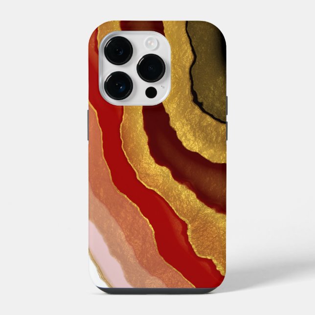 Abstrakt Gilded Agate iPhone 14 Pro Hülle (Rückseite)