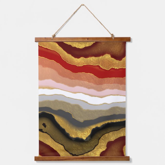 Abstrakt Gilded Agate Poster Wandteppich Mit Holzrahmen (Vorderseite)